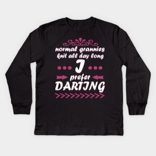 Darts Grandma Darts Bullseye Tournament Gift Kids Long Sleeve T-Shirt